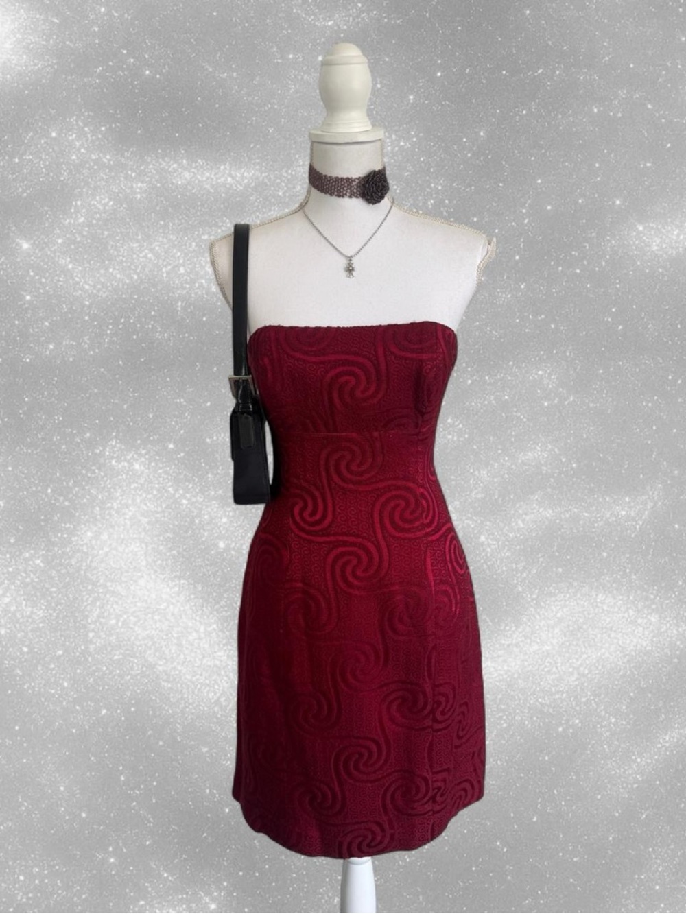 Vintage 1990s Strapless Whimsygoth Nicole Mille Mini Dress.